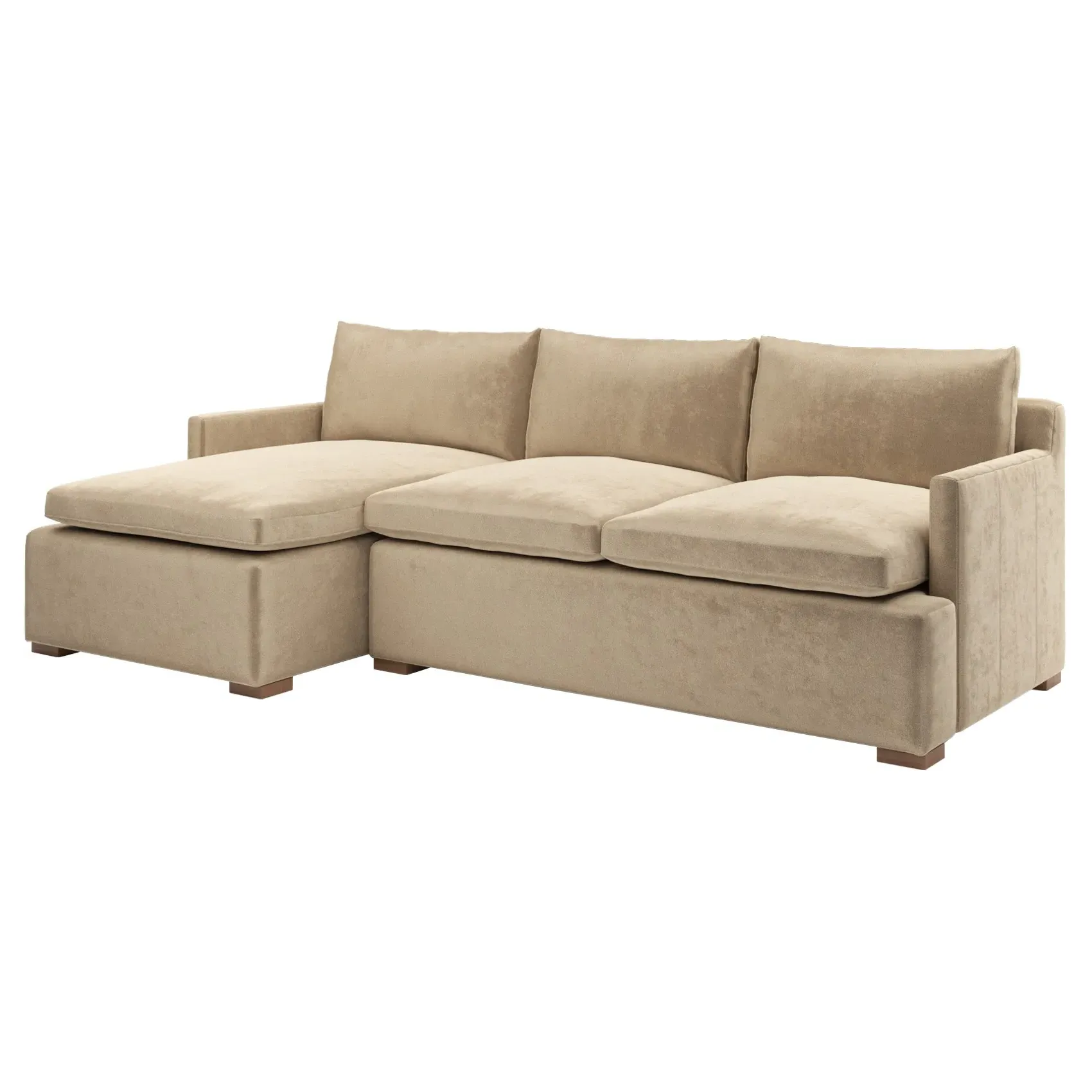Harley Right Chaise Sectional - Champagne, Performance Velvet