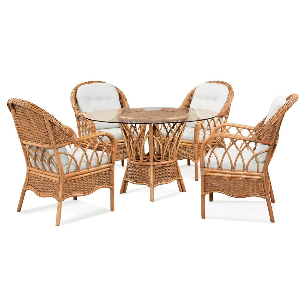 Harley Woven Rattan Dining Arm Chair - White, Brown