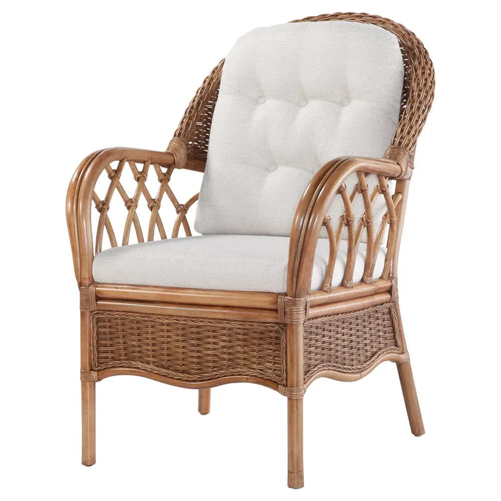 Harley Woven Rattan Dining Arm Chair - White, Brown image