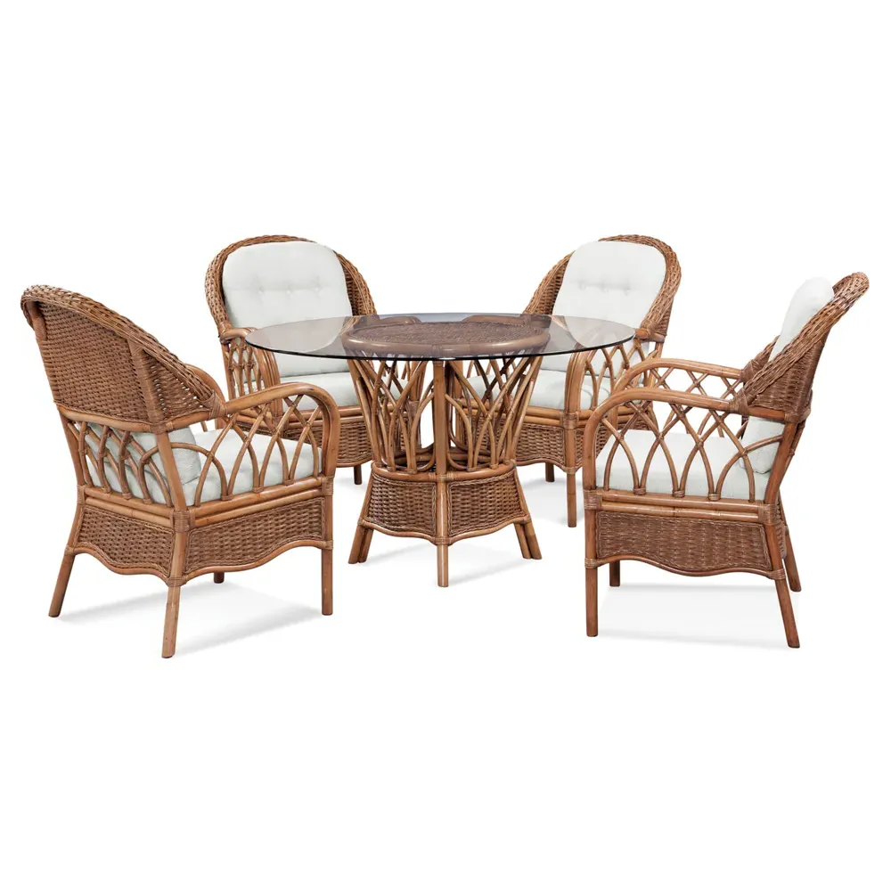 Harley Woven Rattan Dining Arm Chair - White, Dark Brown