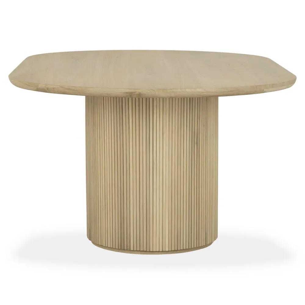 Harper Oval Dining Table with Fluted Base - Natural, Oak