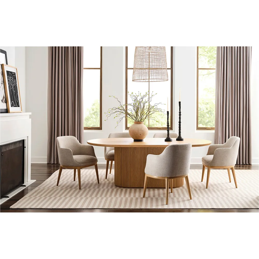 Harper Oval Dining Table with Fluted Base - Natural, Oak