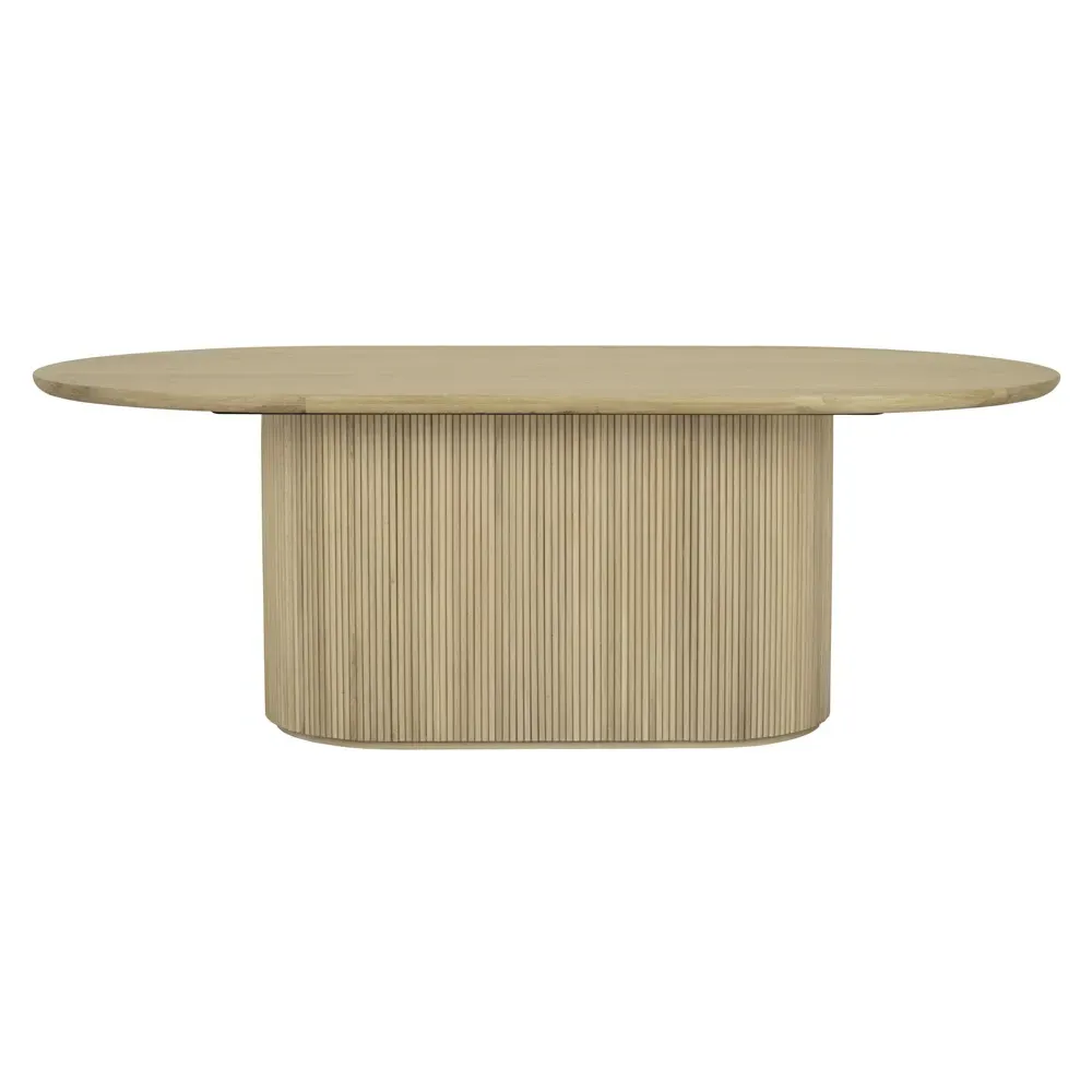 Harper Oval Dining Table with Fluted Base - Natural, Oak