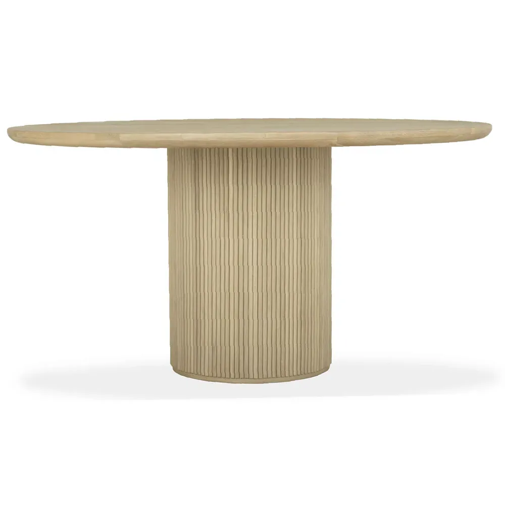 Harper Round Dining Table with Fluted Base - Natural, Oak