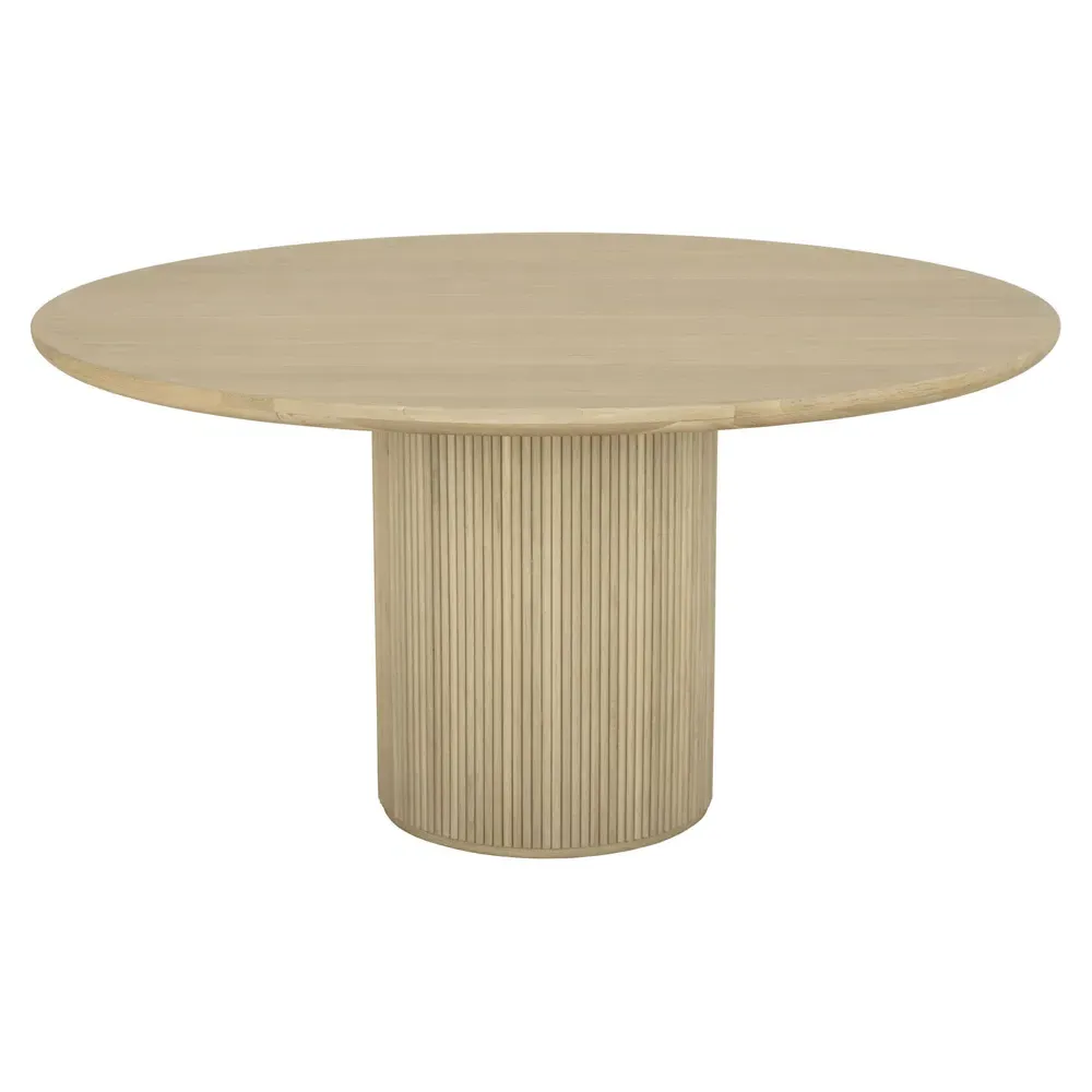 Harper Round Dining Table with Fluted Base - Natural, Oak image