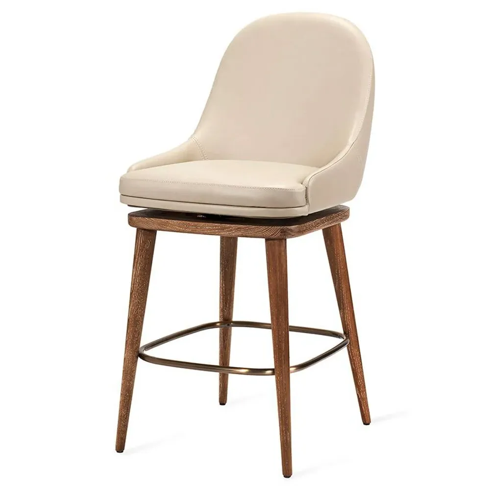 Harper Swivel Counter Stool - Cream, Vegan Leather