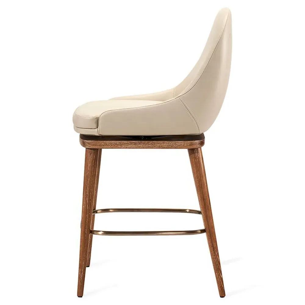 Harper Swivel Counter Stool - Cream, Vegan Leather