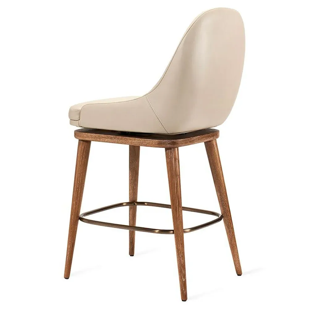 Harper Swivel Counter Stool - Cream, Vegan Leather
