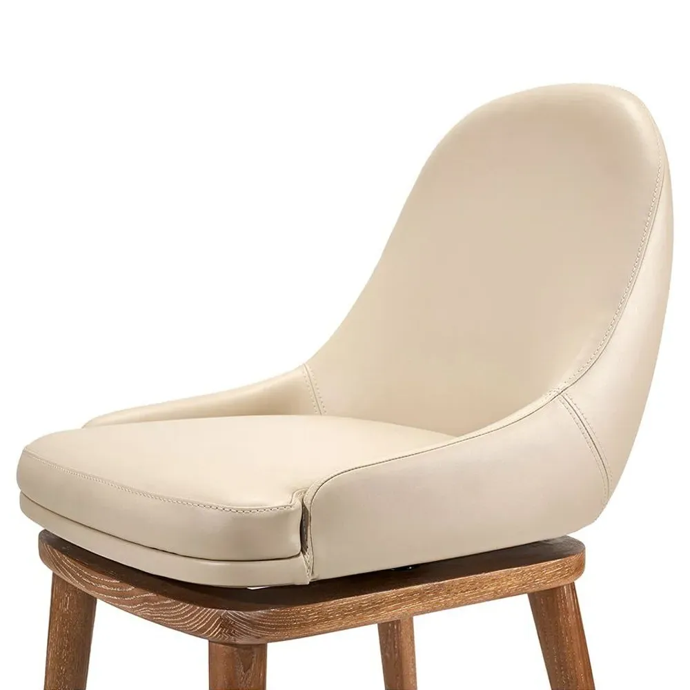 Harper Swivel Counter Stool - Cream, Vegan Leather