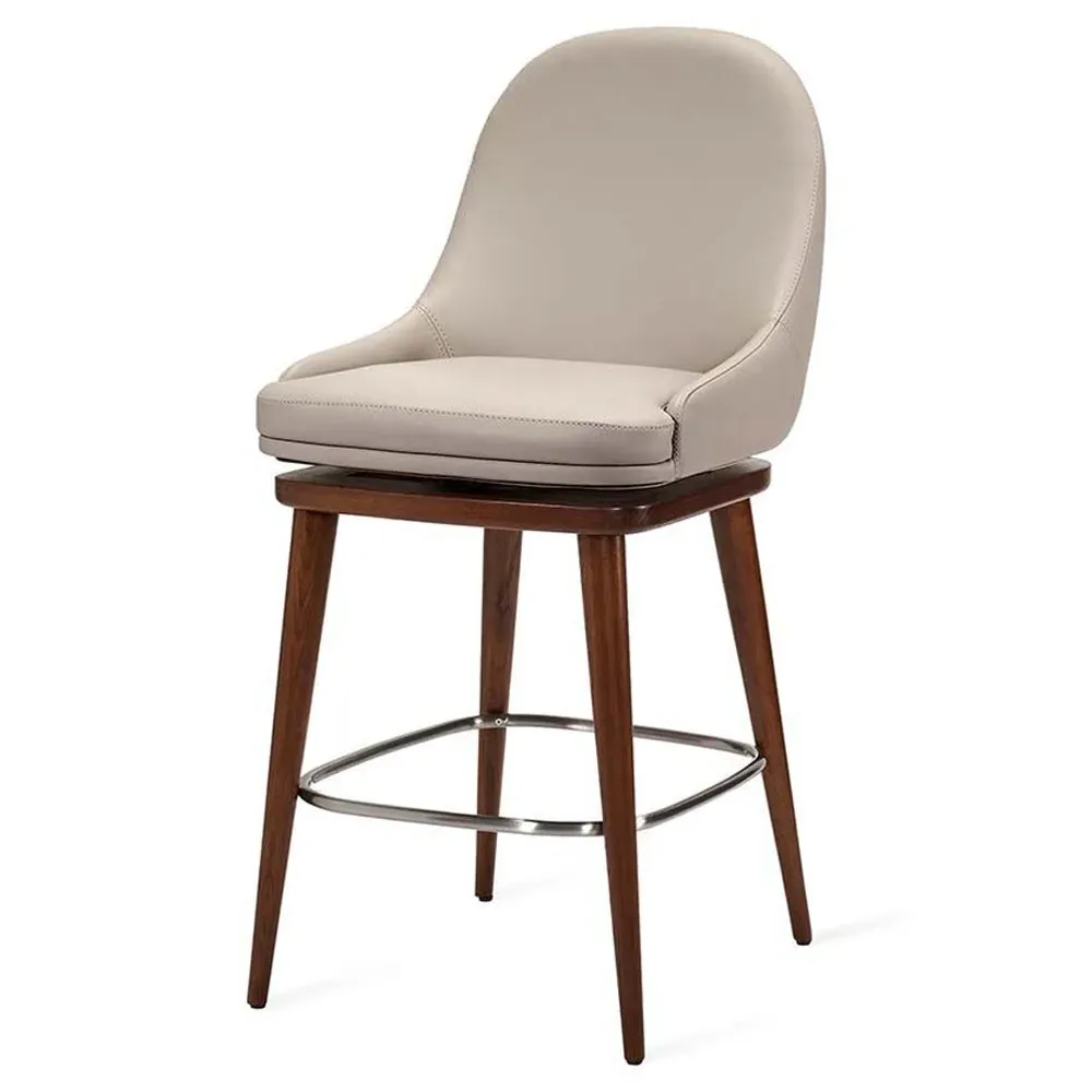 Harper Swivel Counter Stool - Grey, Vegan Leather
