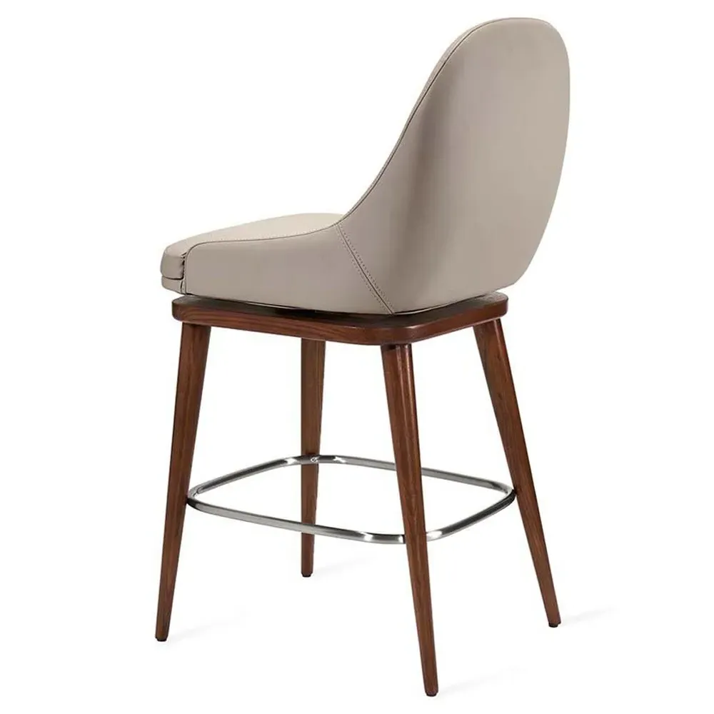 Harper Swivel Counter Stool - Grey, Vegan Leather