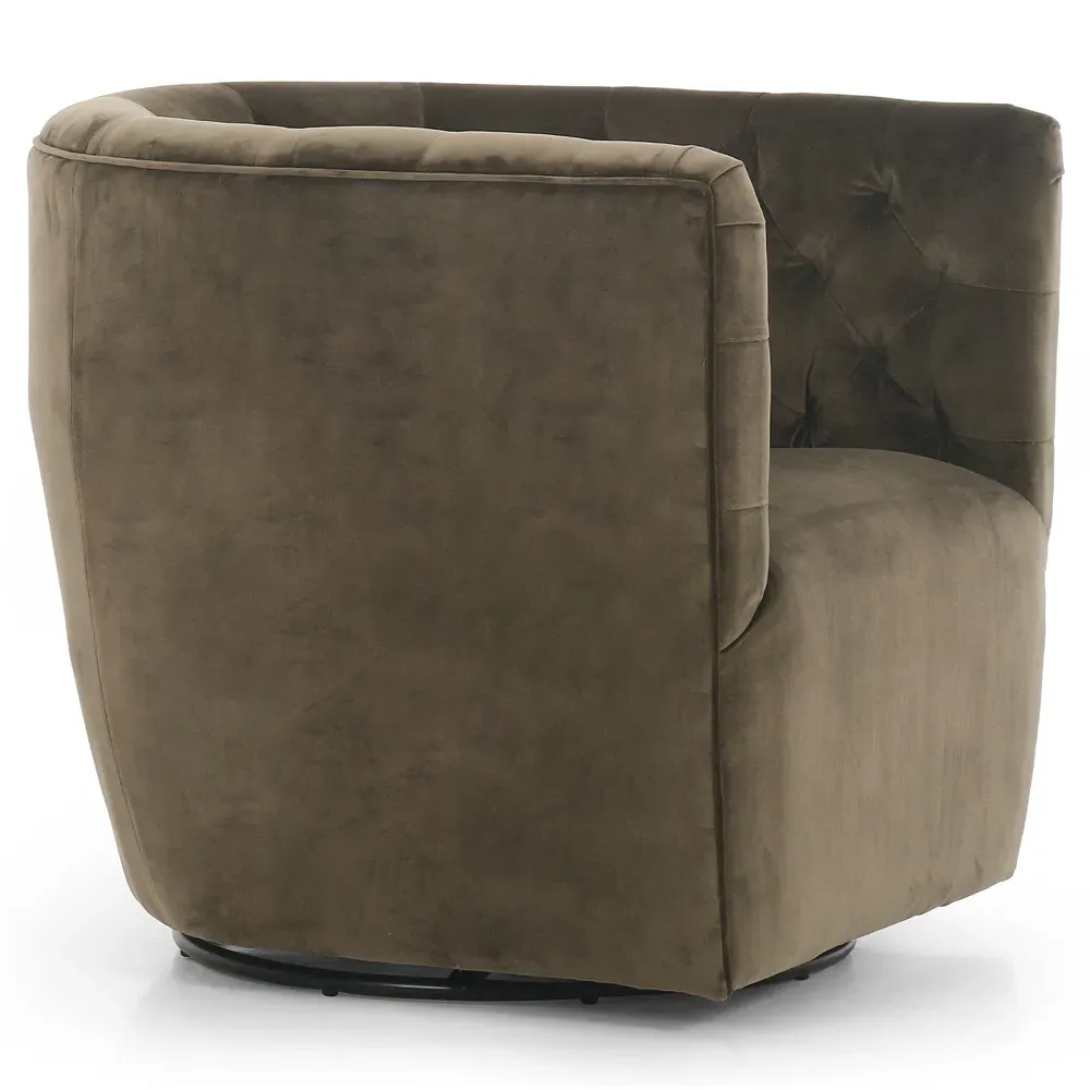 Harper Tufted Swivel Barrel Chair - Olive Green