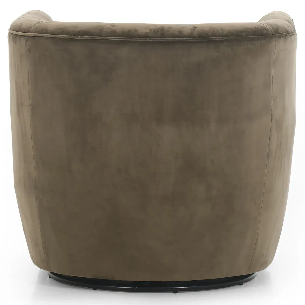 Harper Tufted Swivel Barrel Chair - Olive Green