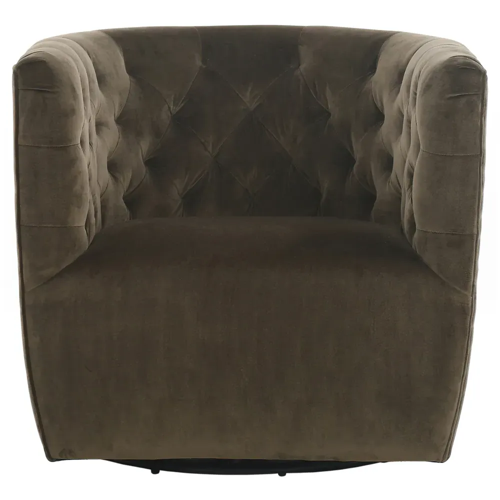 Harper Tufted Swivel Barrel Chair - Olive Green image