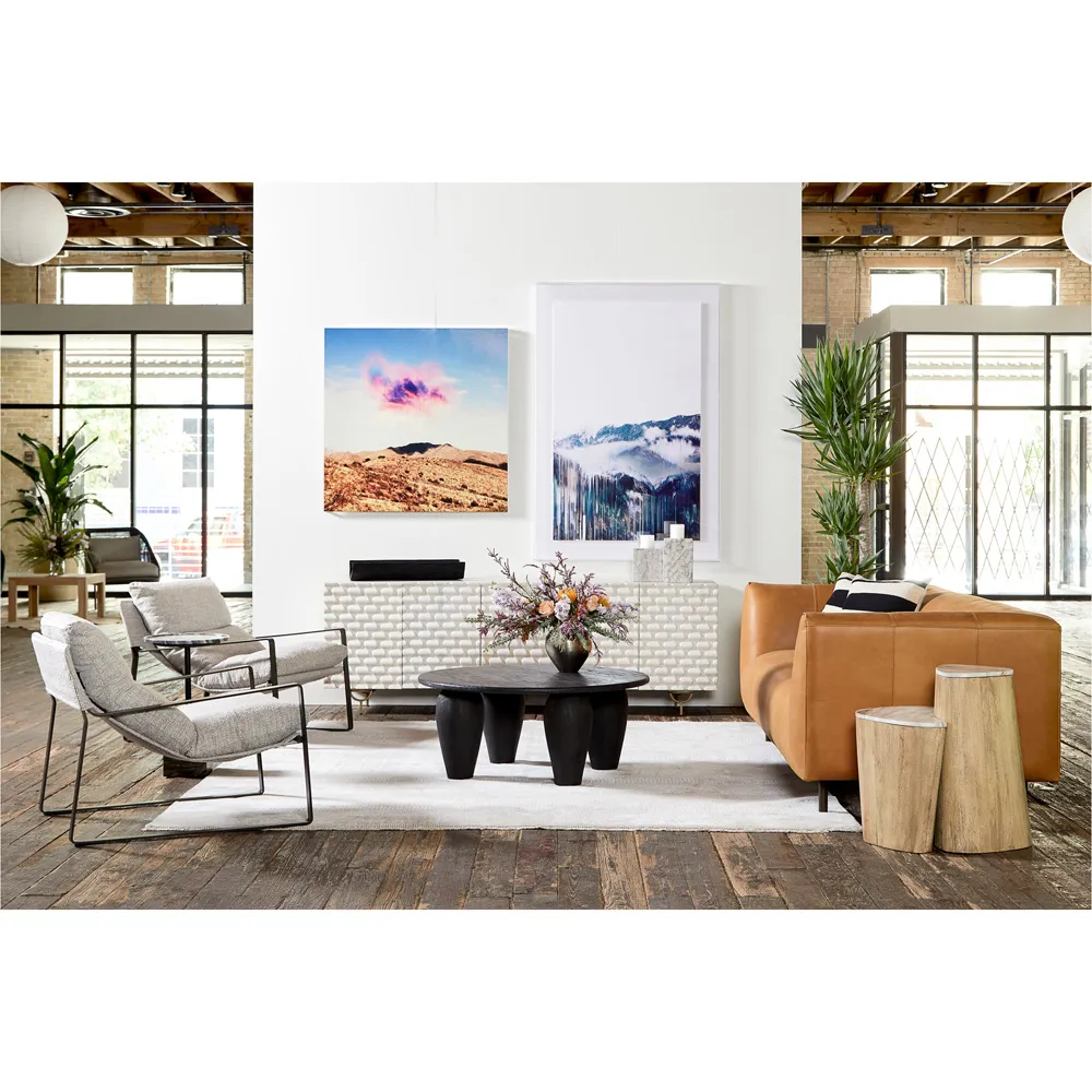 Harriet Carved Mango Wood Media Cabinet - White Wash