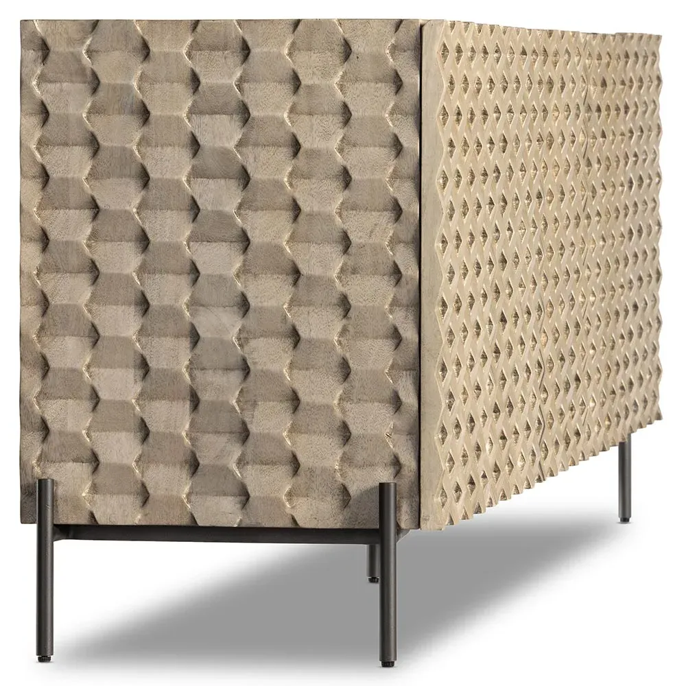 Harrison 82" Media Console - Grey, Mango Wood