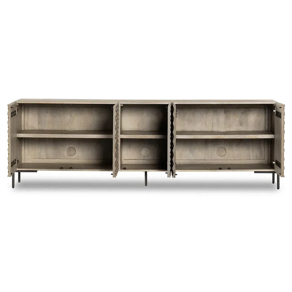 Harrison 82" Media Console - Grey, Mango Wood