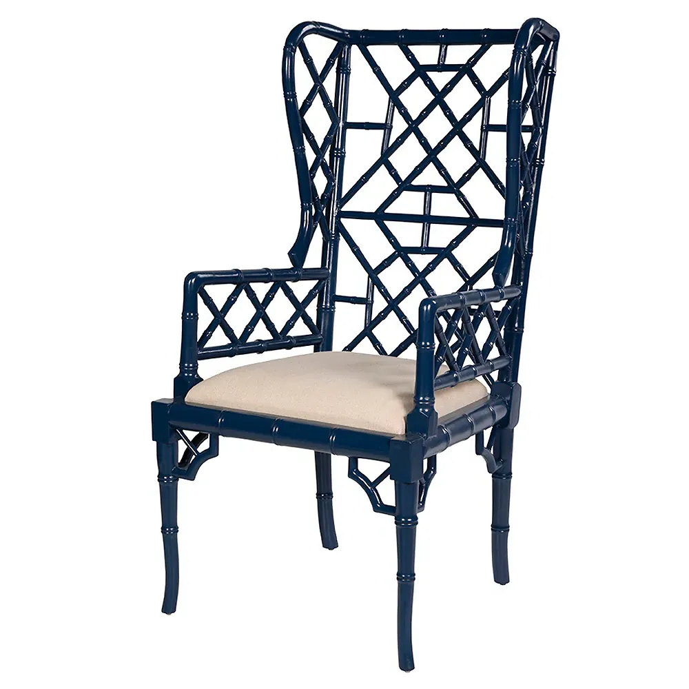 Harrison Chippendale Dining Chair - Blue, Mahogany