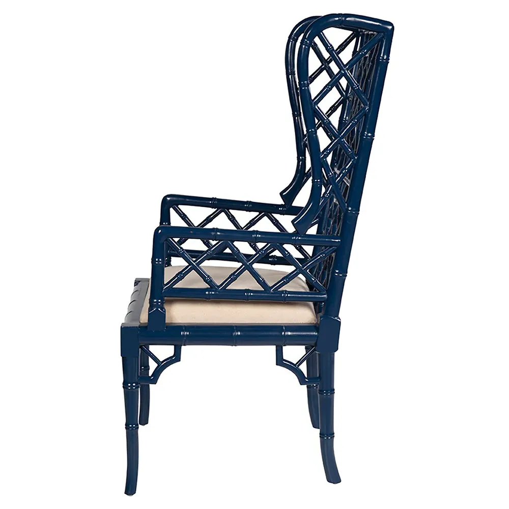 Harrison Chippendale Dining Chair - Blue, Mahogany