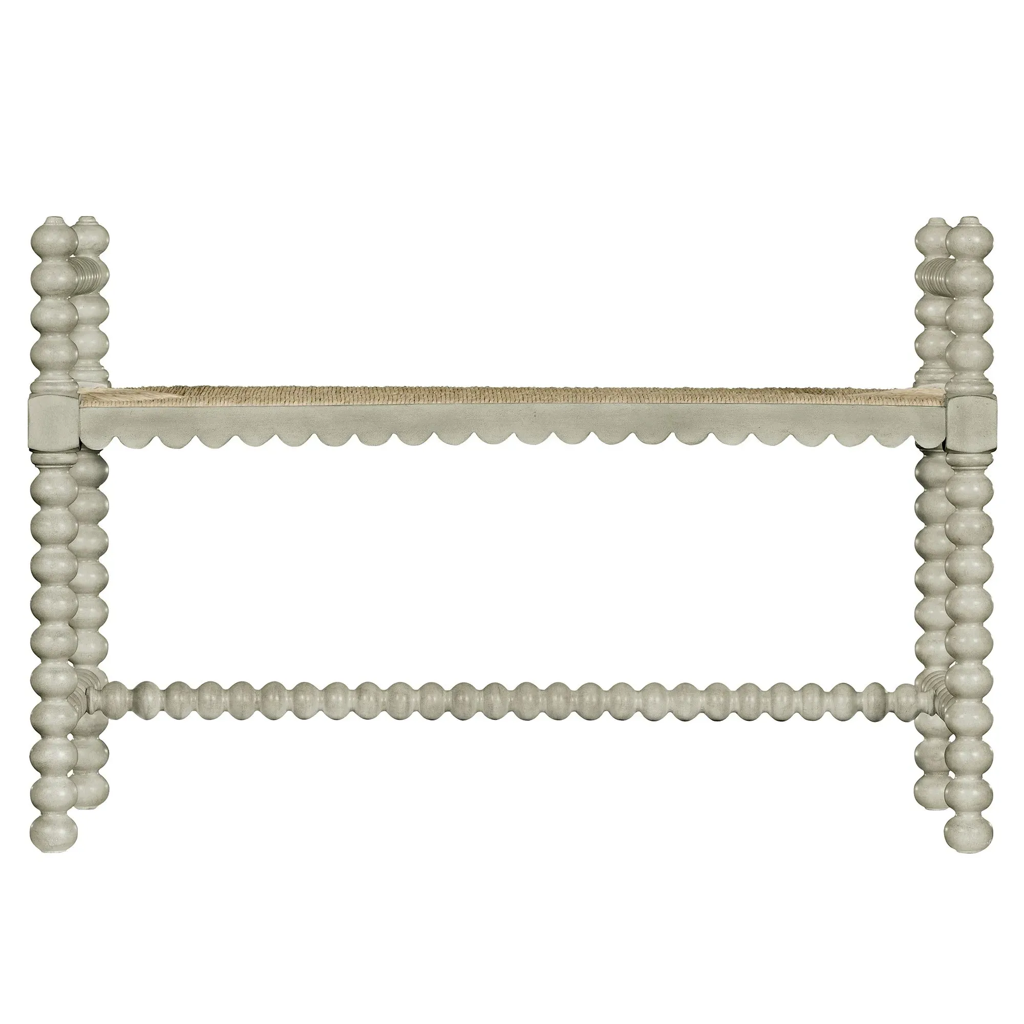 Harrison Woven Rush Scalloped Bench - Grey, Acacia image