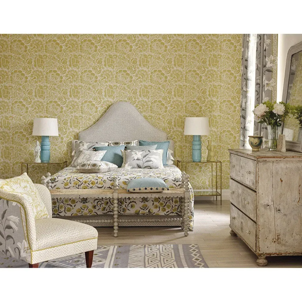 Harrison Woven Rush Scalloped Double Bench - Grey, Acacia