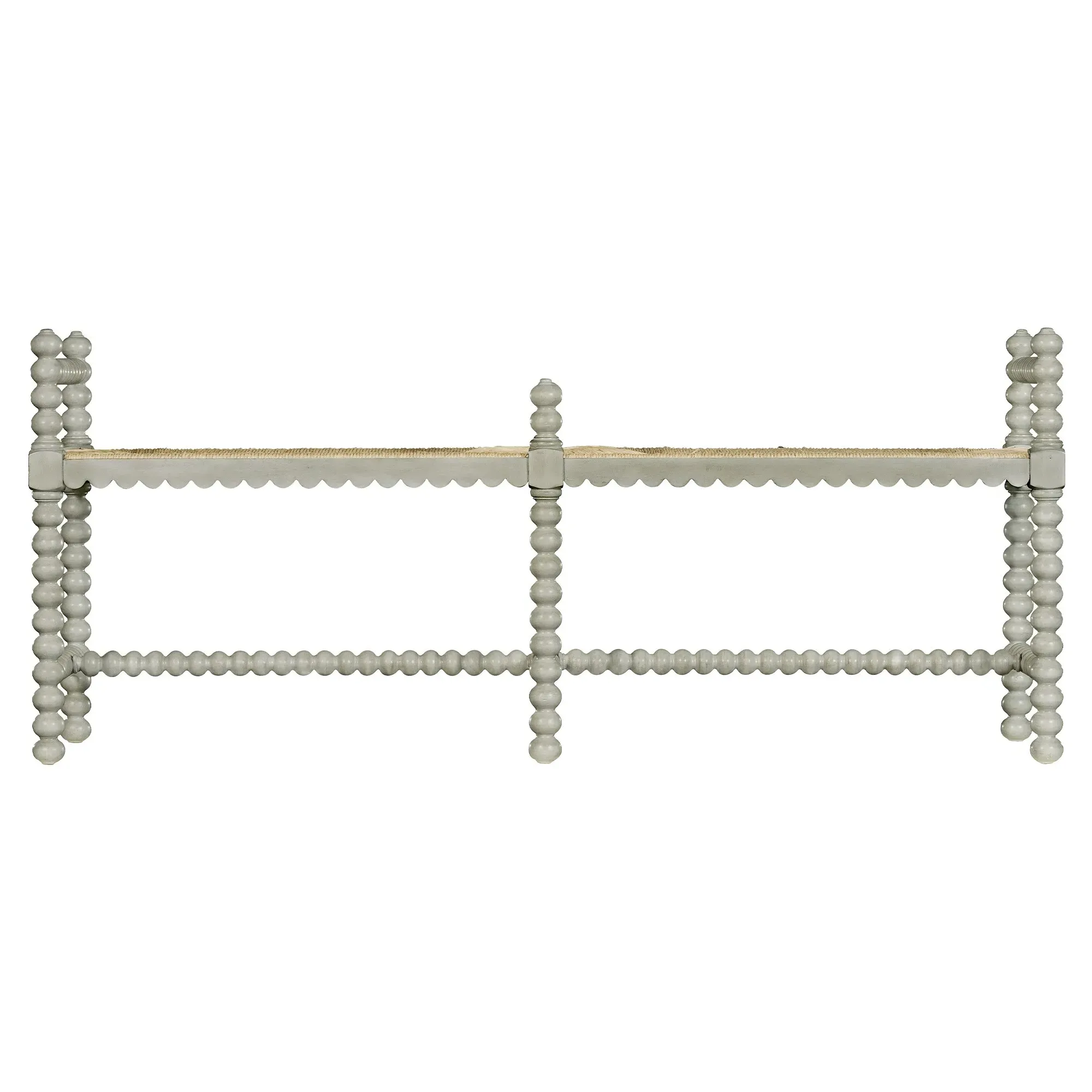 Harrison Woven Rush Scalloped Double Bench - Grey, Acacia