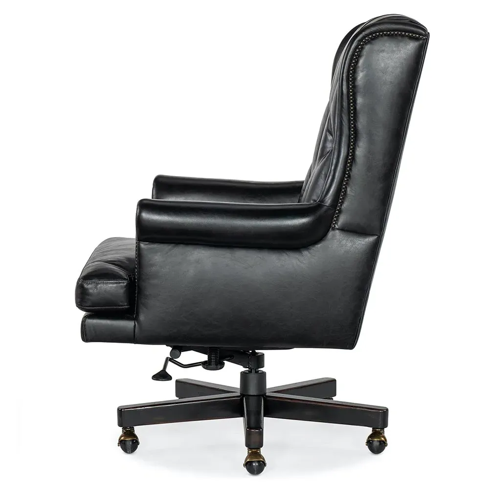 Harry Swivel Office Chair - Black, Leather