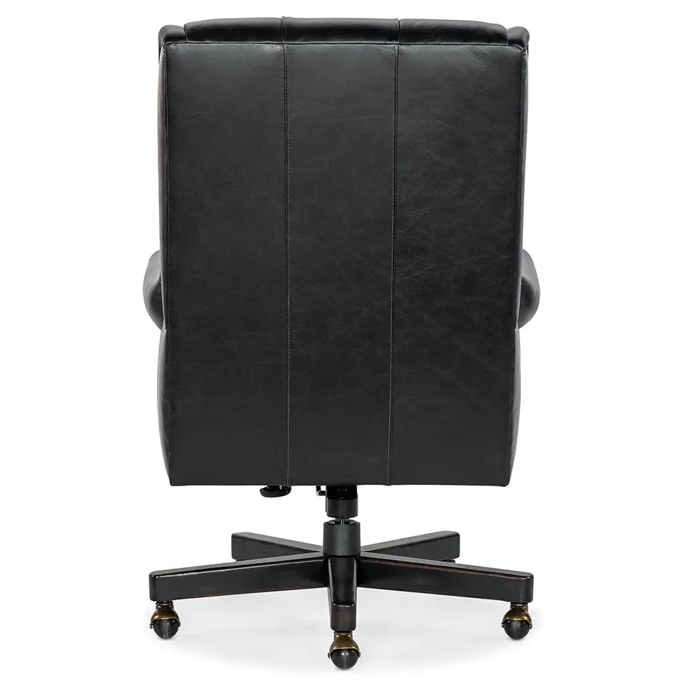 Harry Swivel Office Chair - Black, Leather