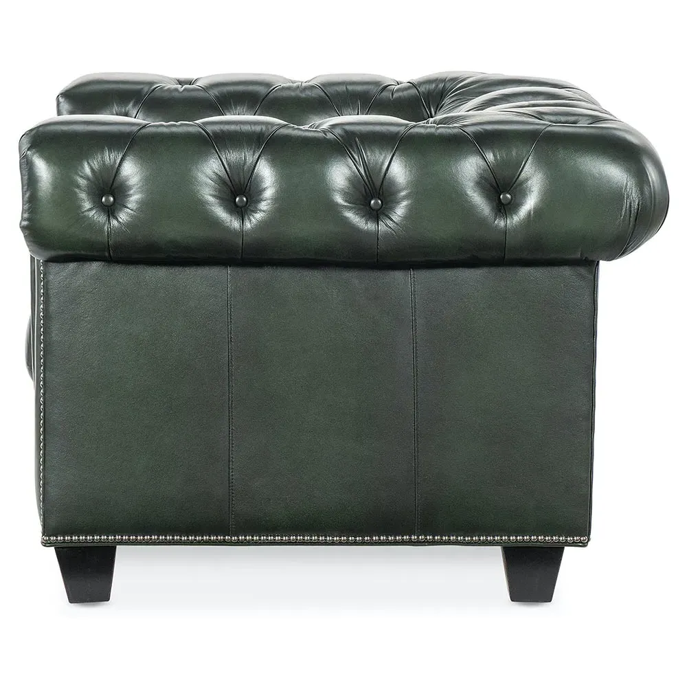 Harry Tufted Chesterfield Chair - Green, Leather