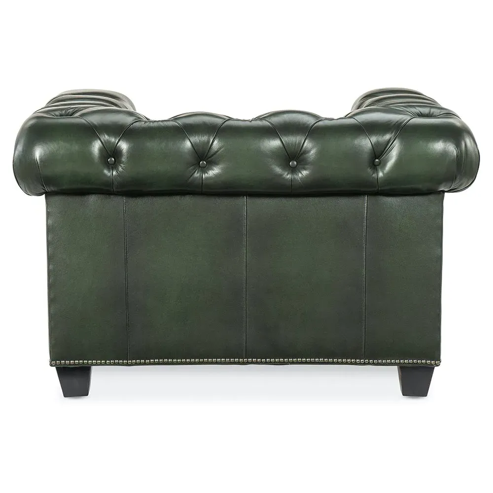 Harry Tufted Chesterfield Chair - Green, Leather