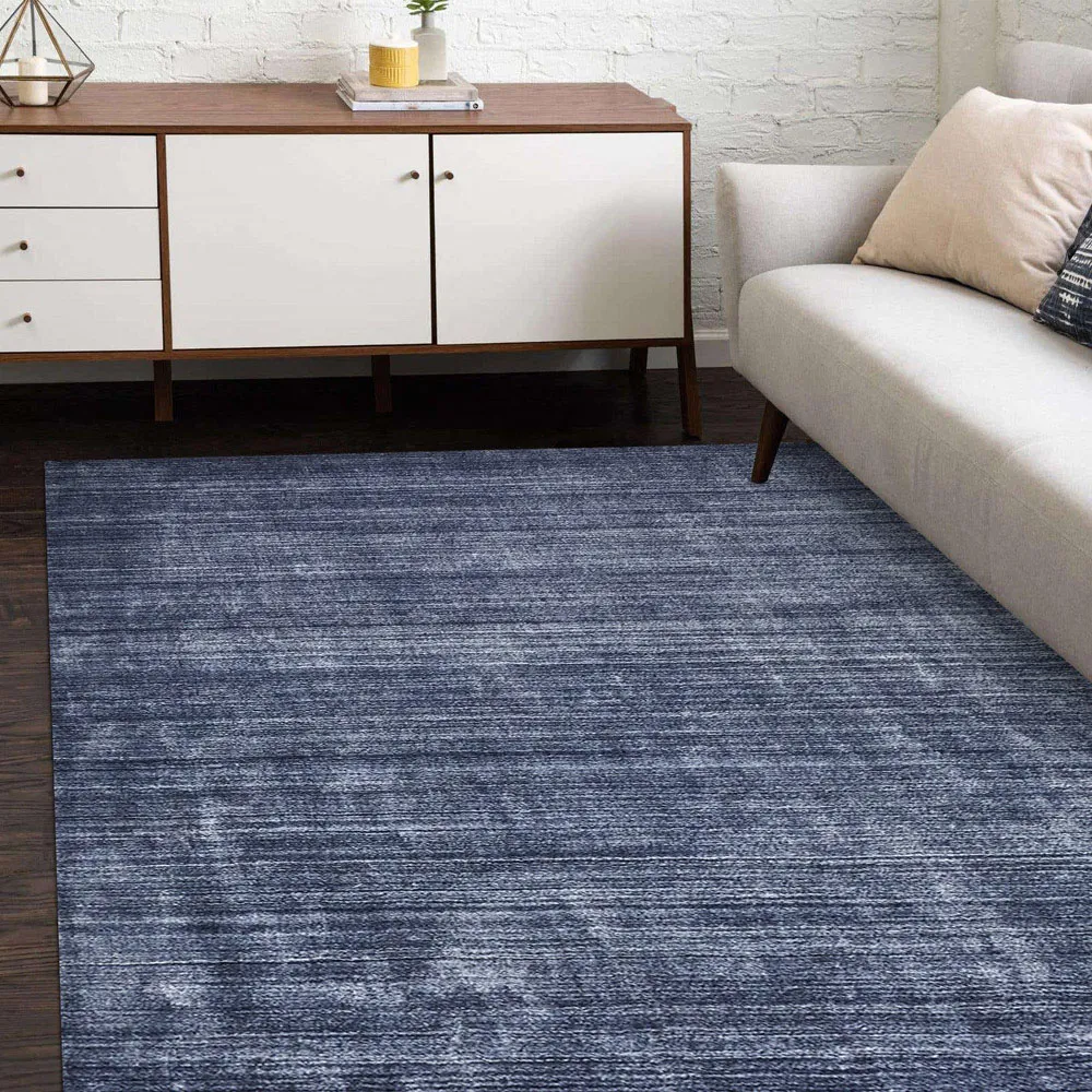 Hartley 3x5 Solid Rug - Denim Blue, Wool