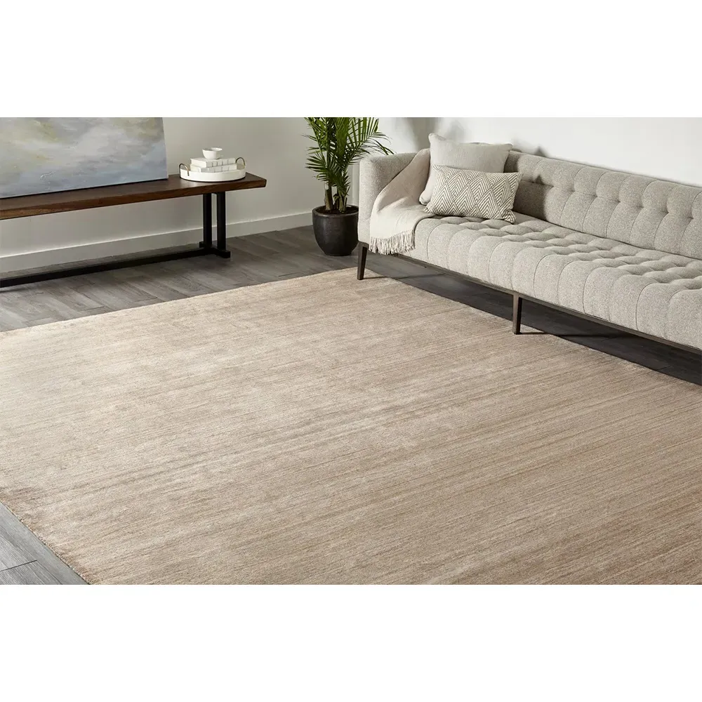Hartley 9x12 Solid Rug - Caramel Brown, Wool