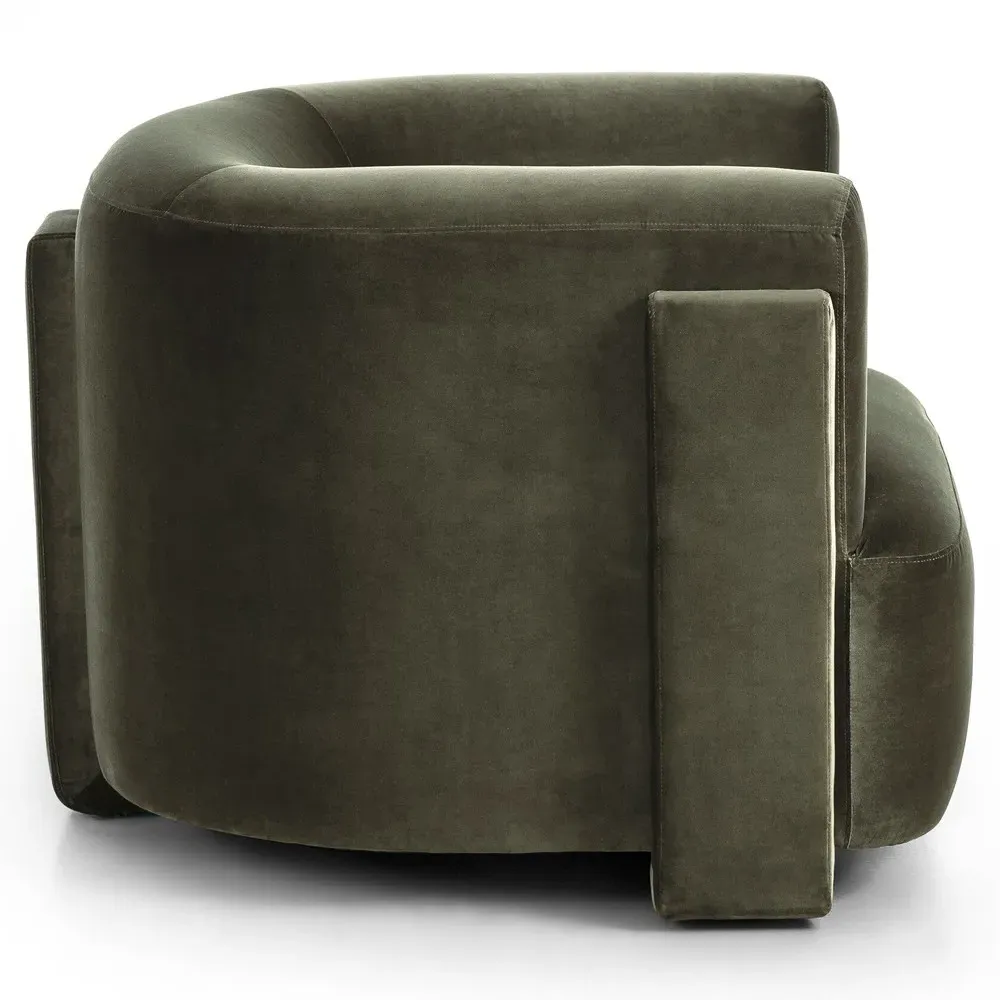 Hartley Barrel Chair - Olive, Velvet