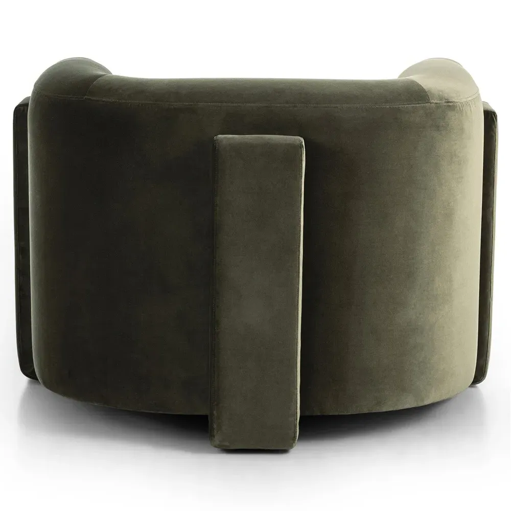 Hartley Barrel Chair - Olive, Velvet