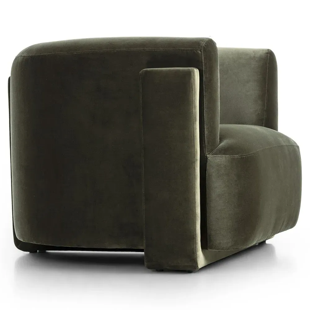 Hartley Barrel Chair - Olive, Velvet