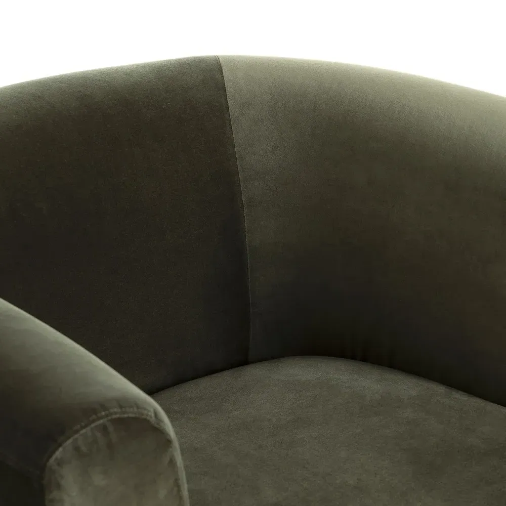 Hartley Barrel Chair - Olive, Velvet