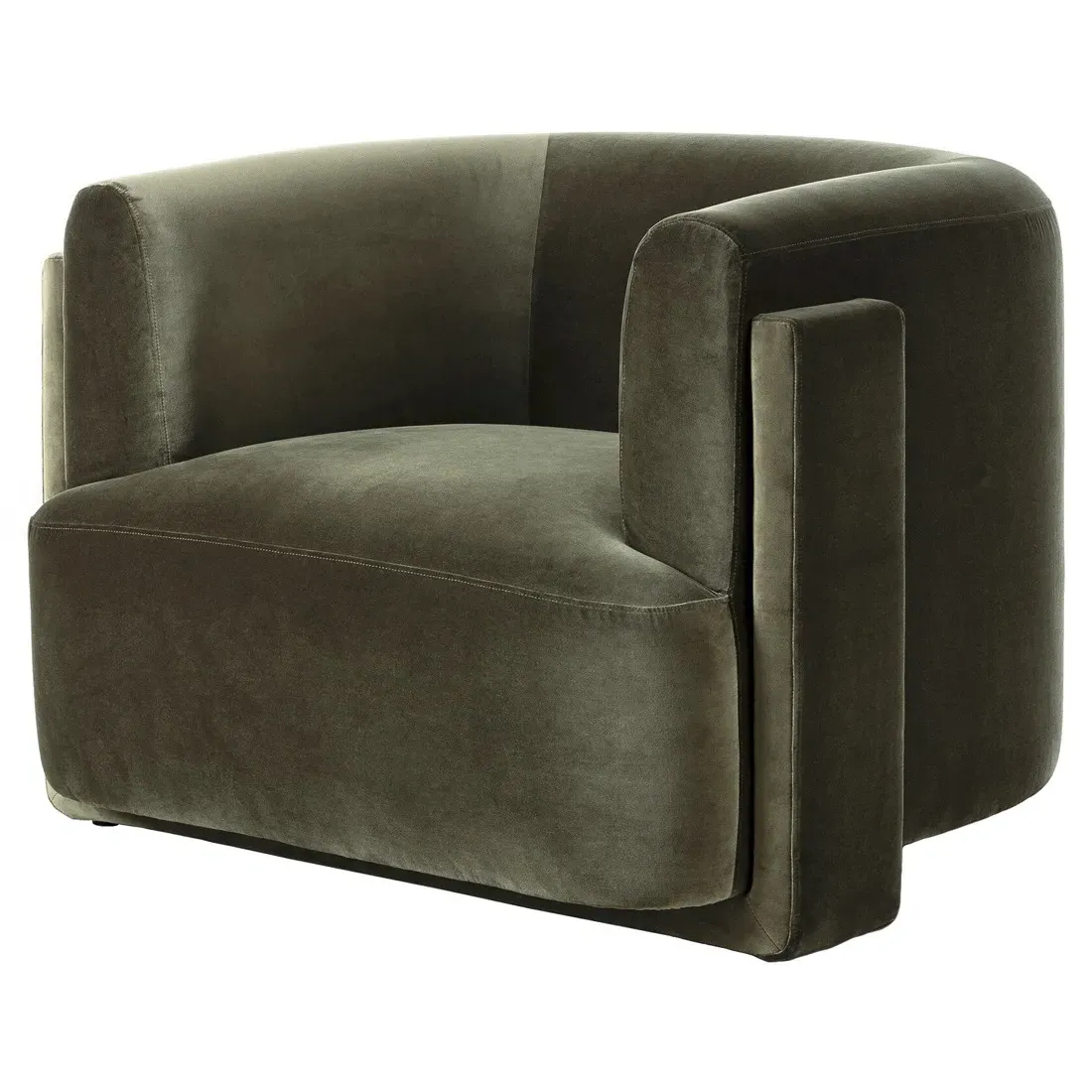 Hartley Barrel Chair - Olive, Velvet