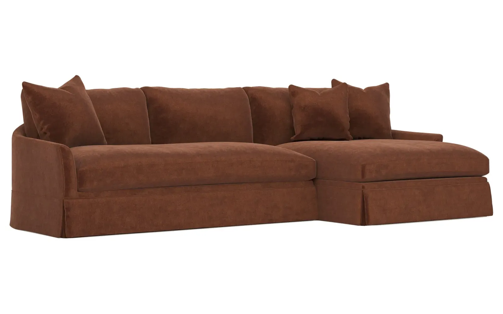 Hartwell Left Chaise Sectional - Chocolate Mousse, Performance Velvet