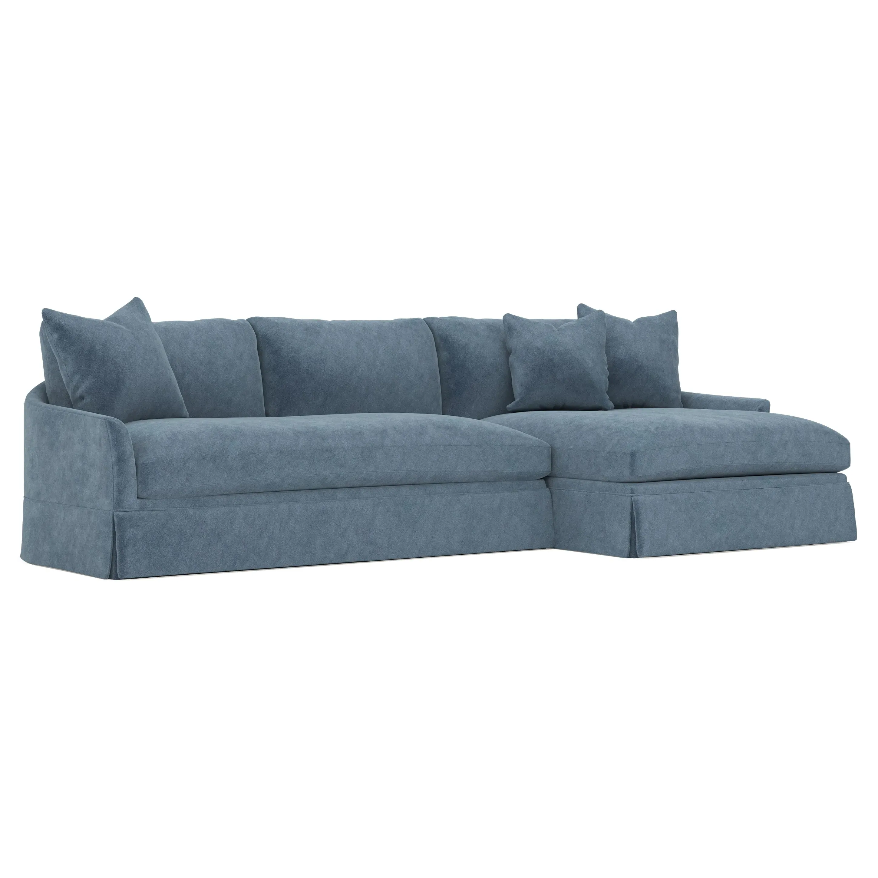 Hartwell Left Chaise Sectional - Twilight Blue, Performance Velvet