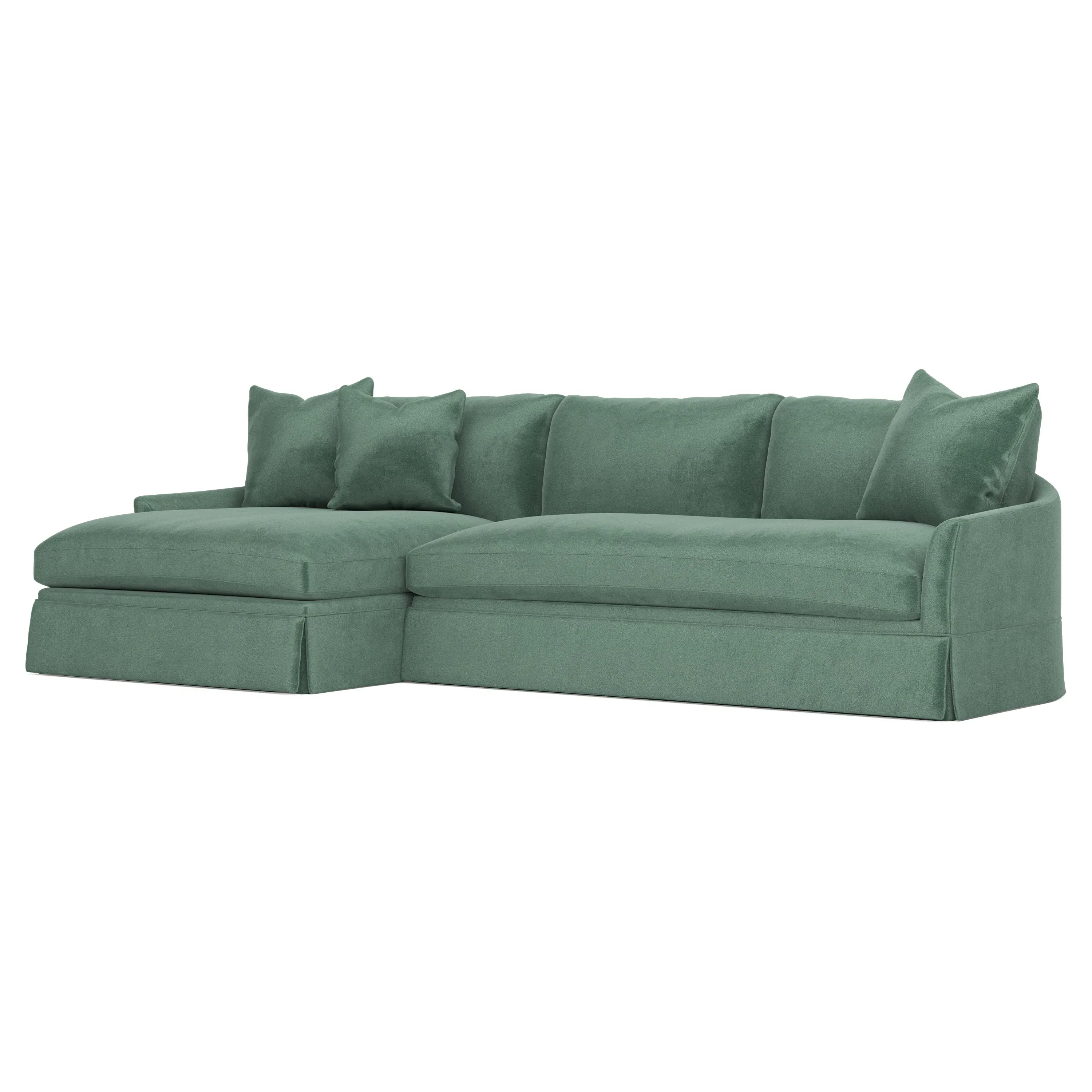 Hartwell Right Chaise Sectional - Stone Pine, Performance Velvet