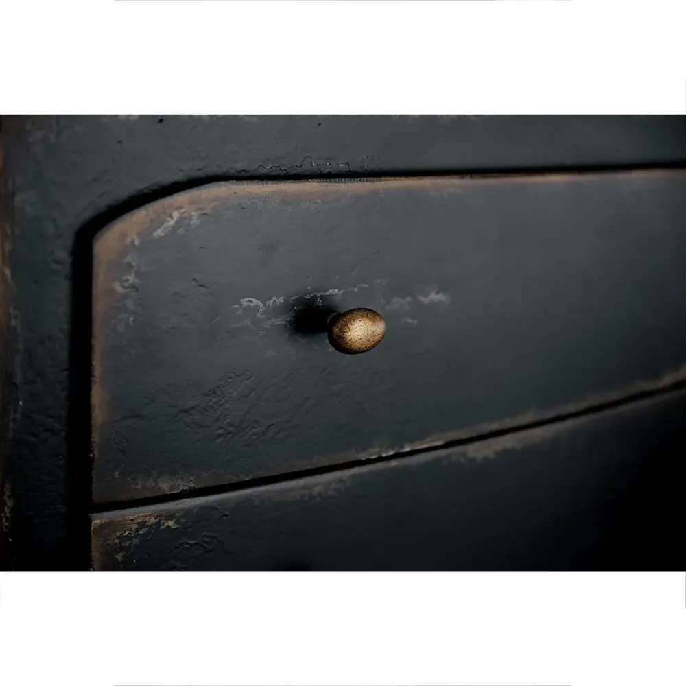 Harvey 2 Drawer Nightstand with Brass Pull - Black, Maple