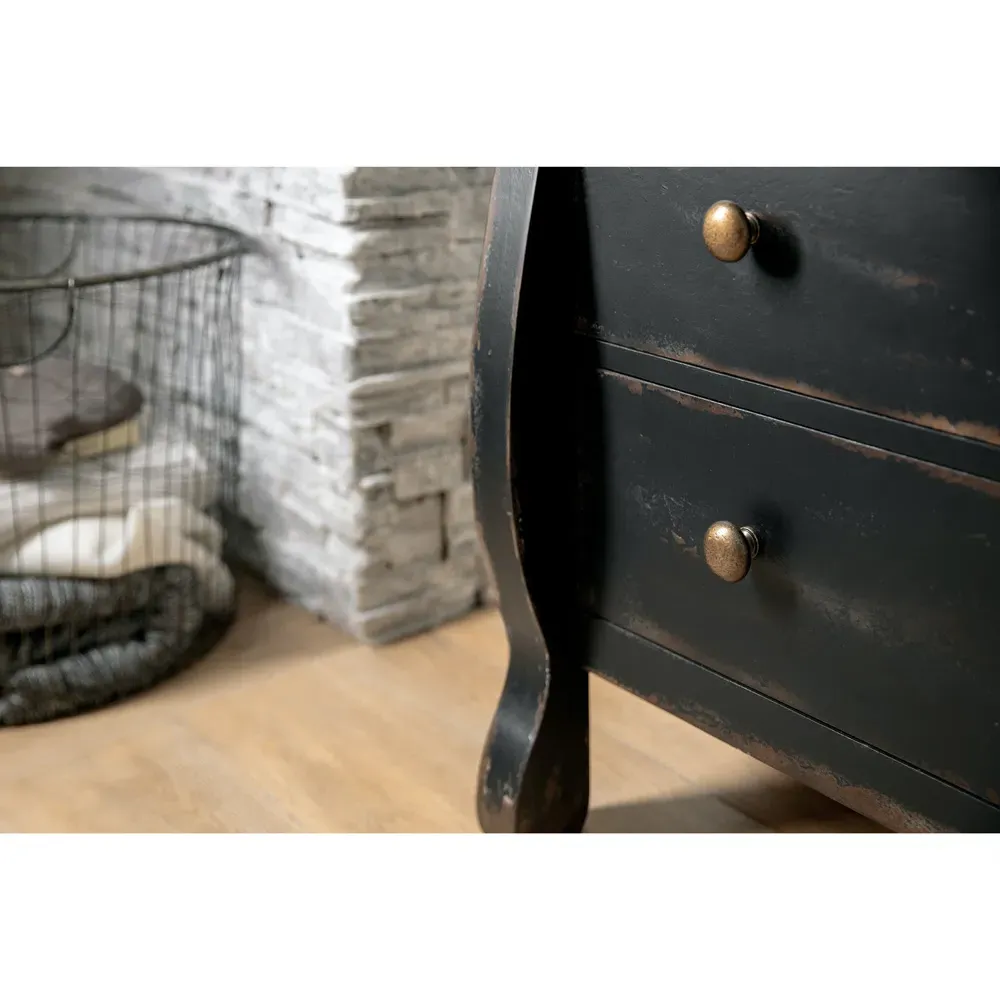 Harvey 5 Drawer Dresser with Brass Pull - Black, Maple