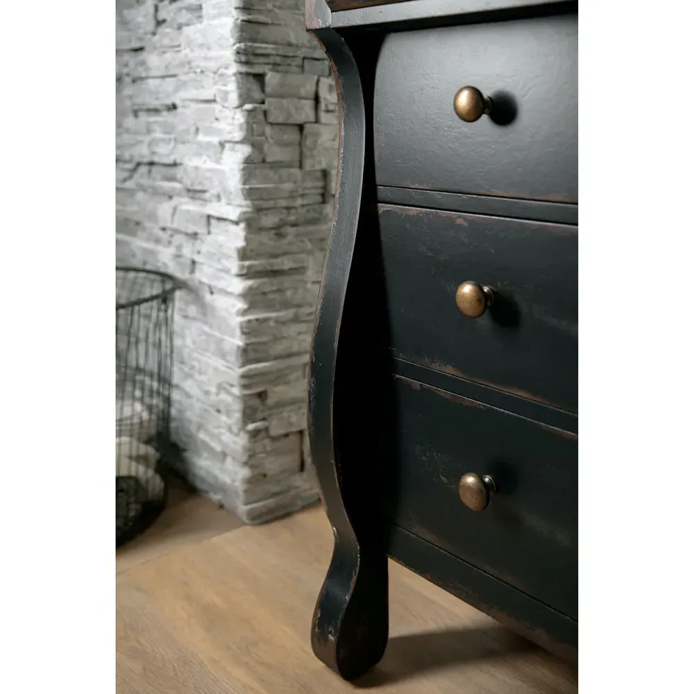 Harvey 5 Drawer Dresser with Brass Pull - Black, Maple
