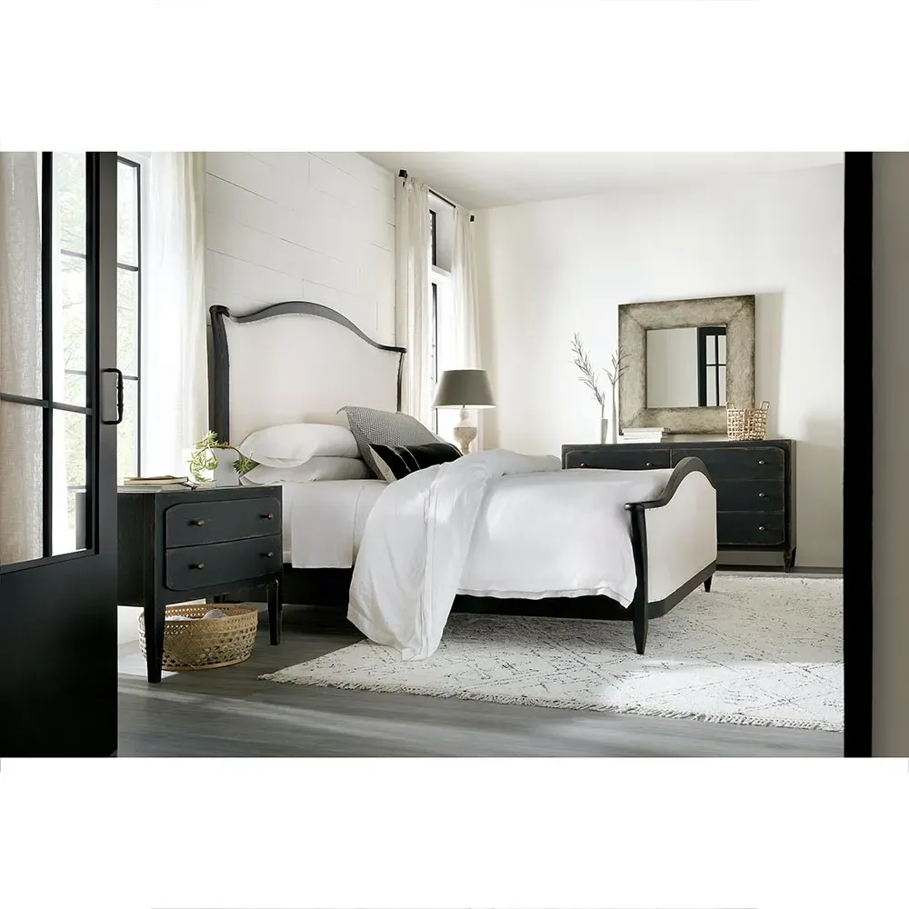 Harvey 6 Drawer Double Dresser with Brass Pull - Black, Maple