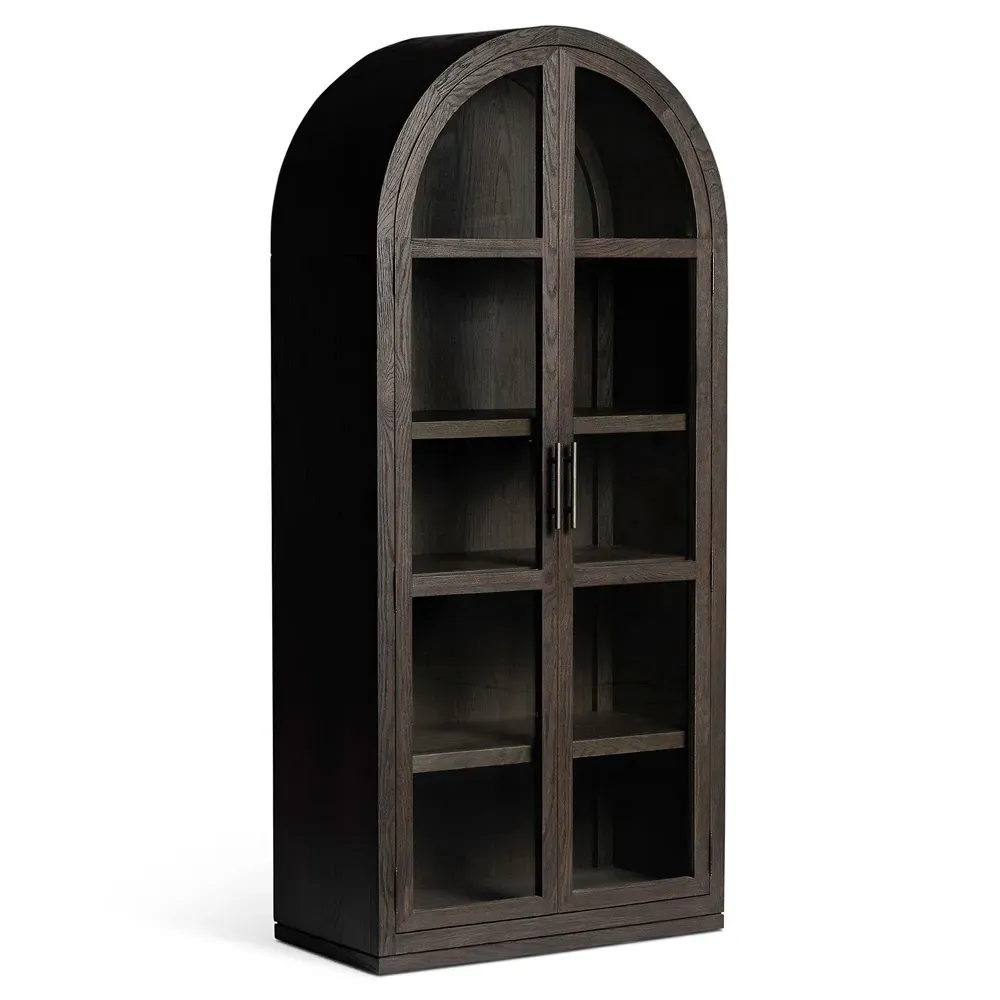 Harvey Arched Display Cabinet - Brown, Oak
