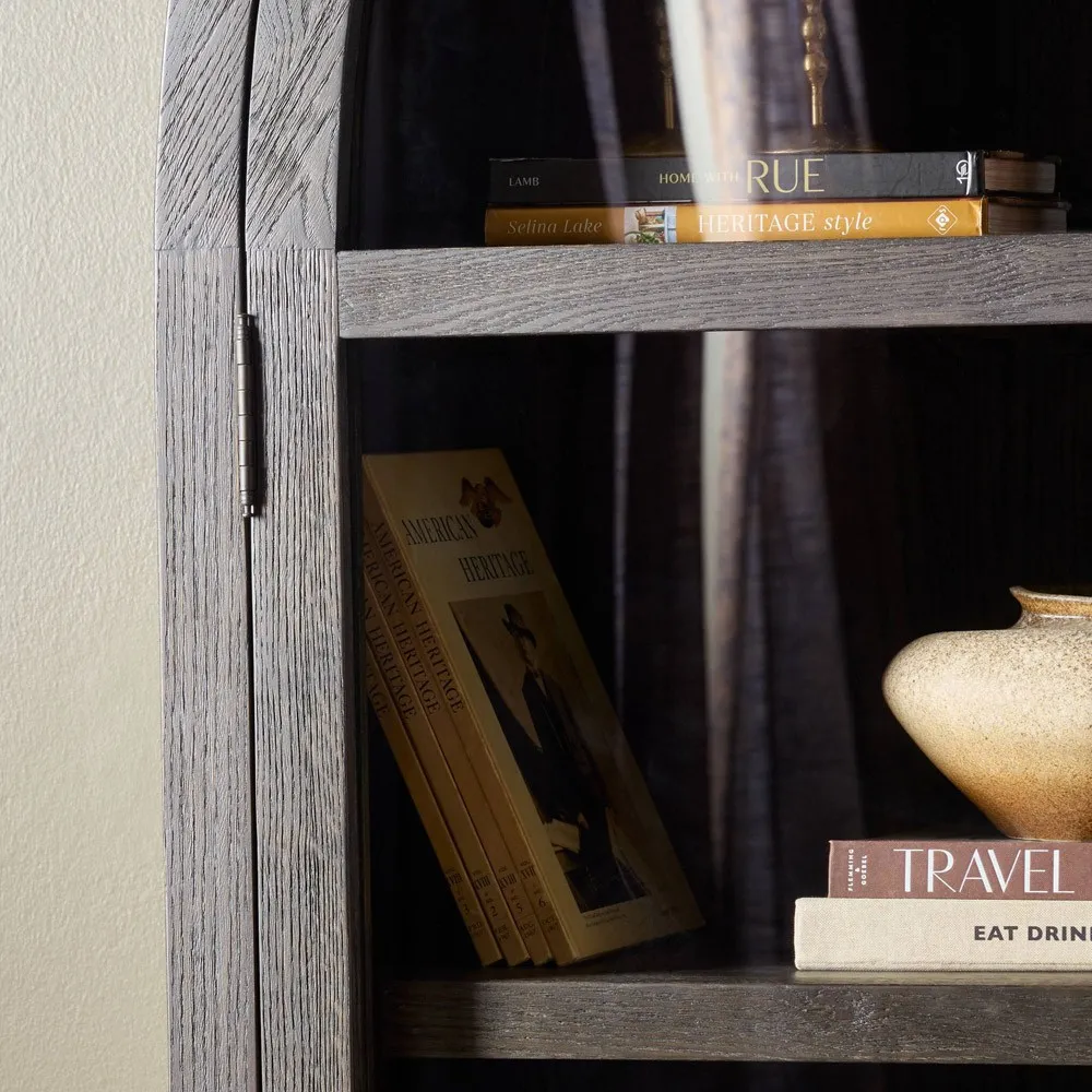 Harvey Wide Arched Display Cabinet - Brown, Oak