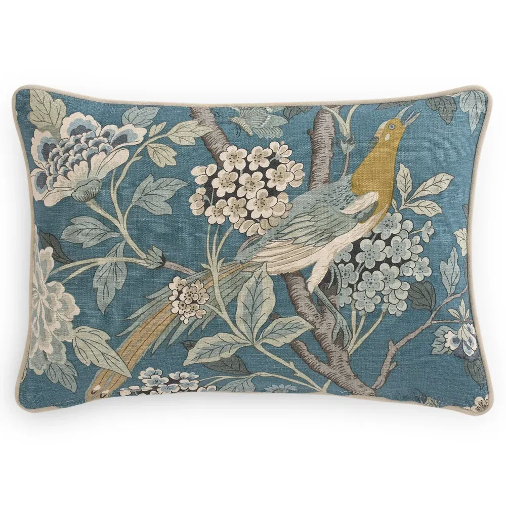 Hattie Lumbar Pillow - Garden Teal, Linen