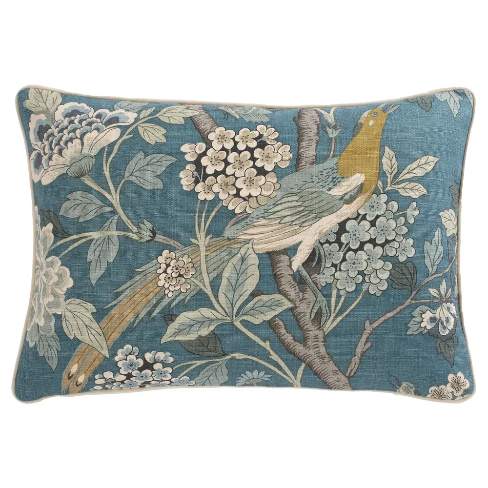 Hattie Lumbar Pillow - Garden Teal, Linen image