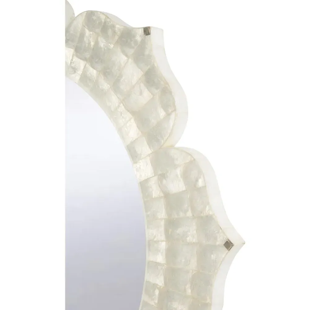 Hattie Round Mirror - White, Capiz Shell