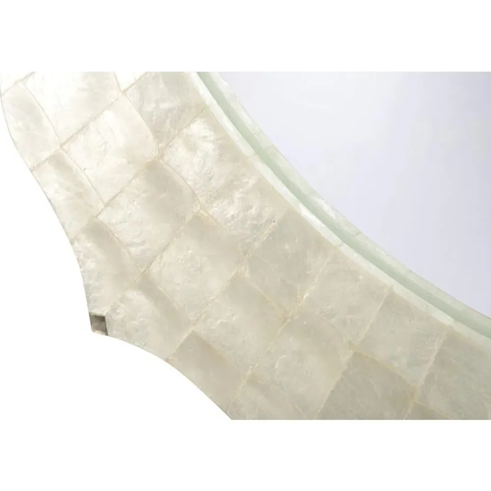 Hattie Round Mirror - White, Capiz Shell